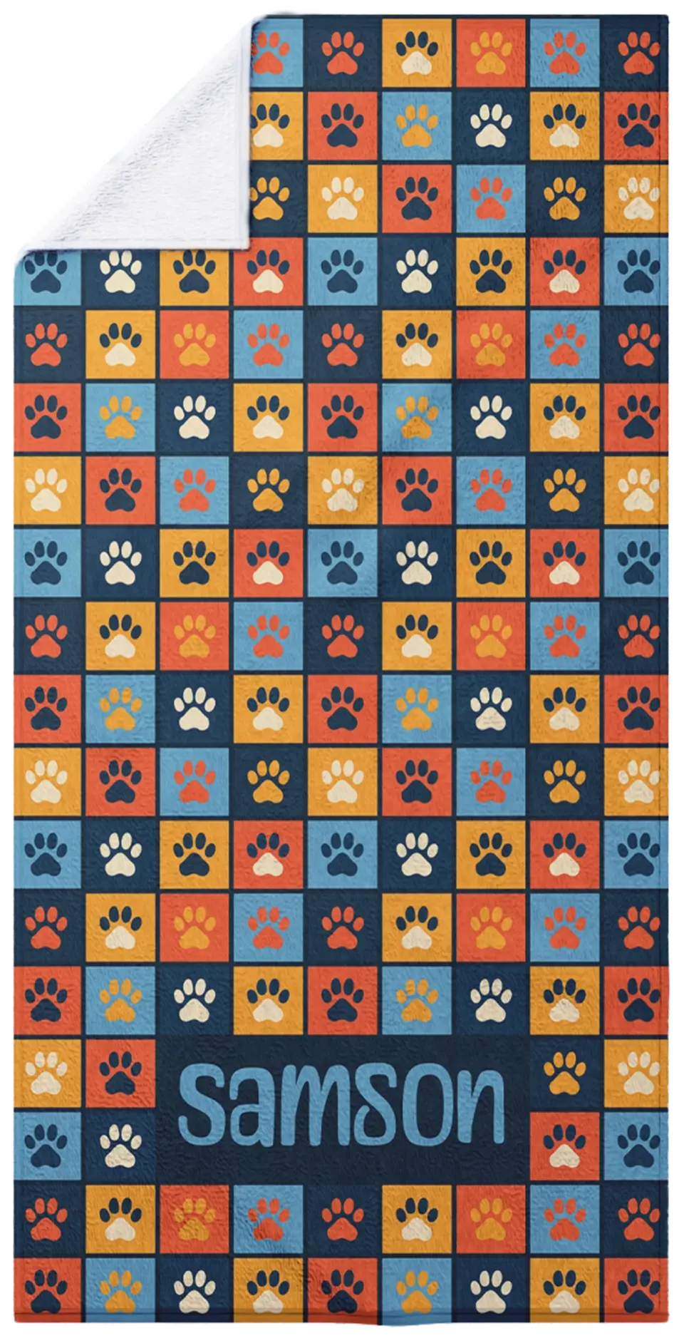 Paw Pattern - Blue & Orange