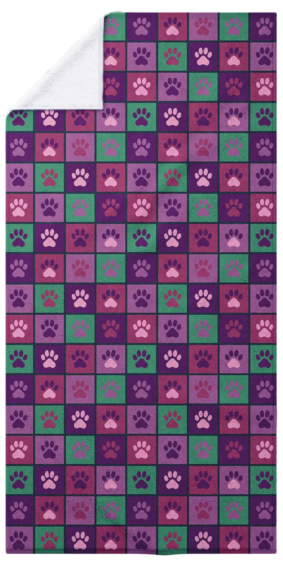 Paw Pattern - Purple & Green